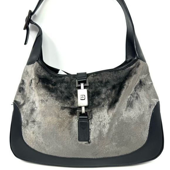 Tom Ford 1999 Gucci Vintage Jackie Bag – Gray Velvet Shoulder Bag, - Picture 2 of 15